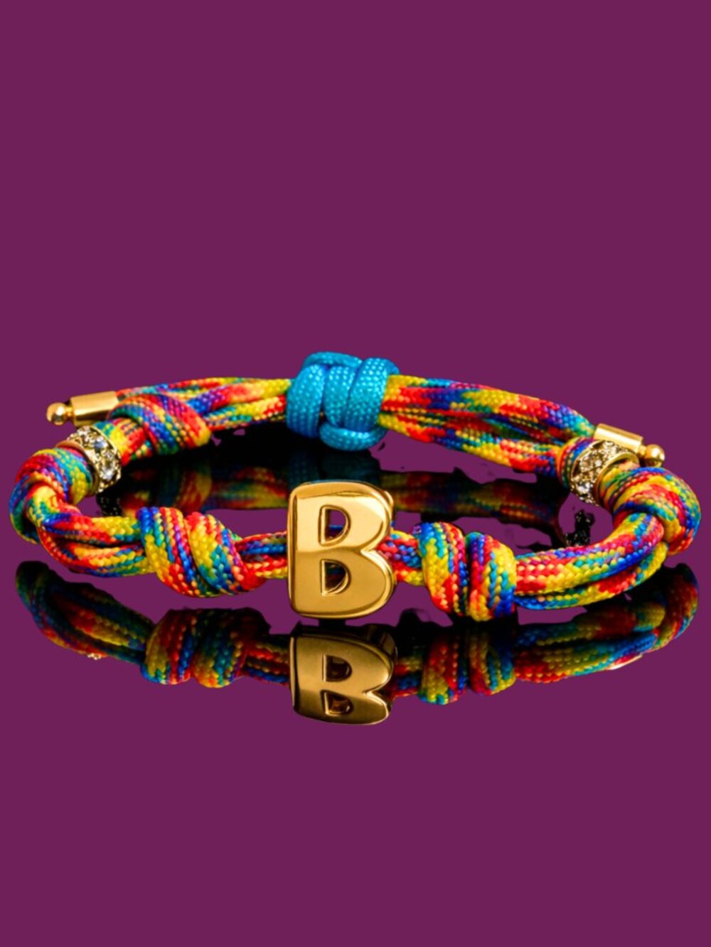 BAM Signature B initial Bracelet Adjustable Paracord | Colorful Women's Bracelet